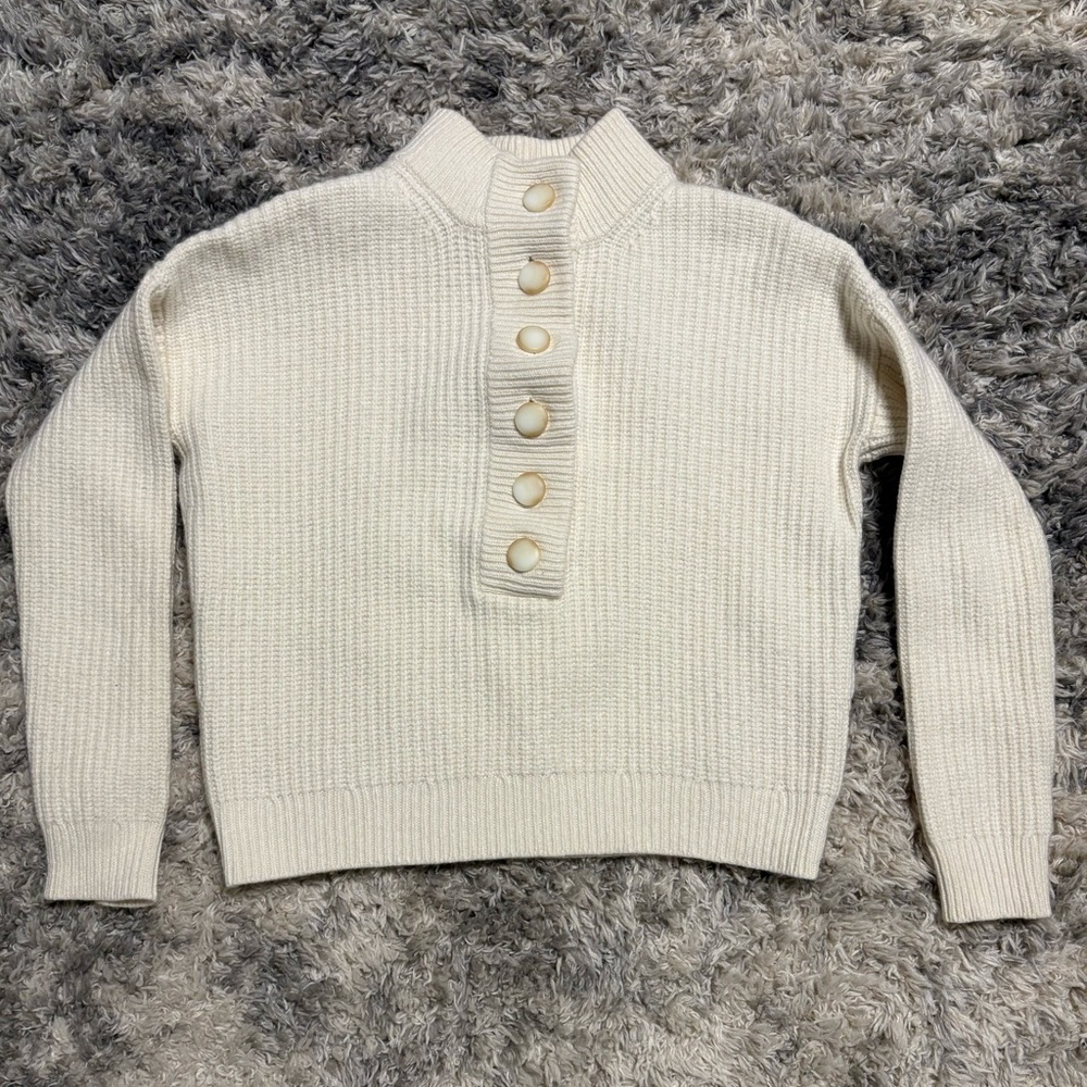 Sezane Cream Button-Up Sweater